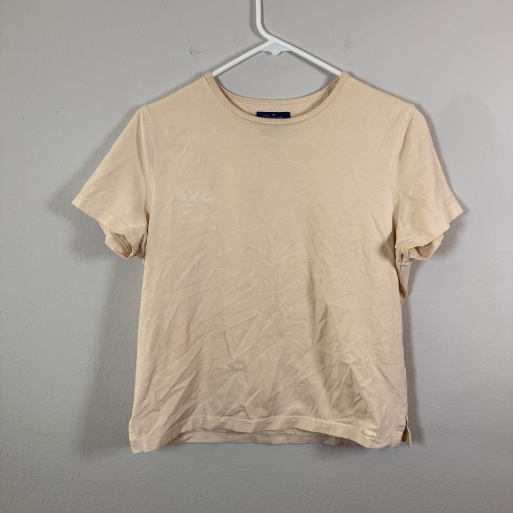Faconnable Women's Beige Cotton Spandex Short Sleeve T Shirt Size Medium‎